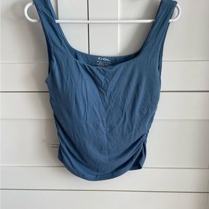 OGL MOVE - Eco-SkinKiss® Ruched Sides Square Brami Tank Top - Oxford Blue, M